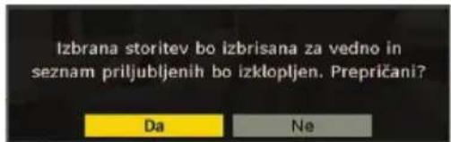 Izbrana storitev bo izbrisana za vedno in seznam priljubljenih bo izklopljen. Prepričani? Da Ne