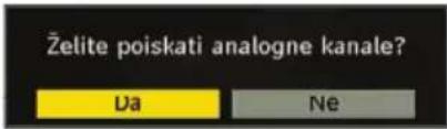 Želite poiskati analogne kanale? Da Ne