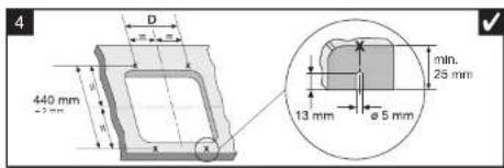 4 D 440 mm x 2 mm h A min. 25 mm 13 mm ø 5 mm