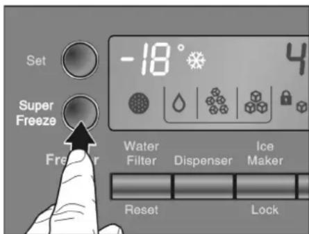 Set Super Freeze -18° 4 Water Filter Dispenser Ice Maker Reset Lock