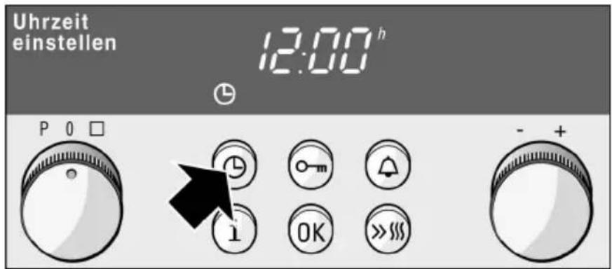 Uhrzeit einstellen 12:00 h P 0 □ 1 OK >>>