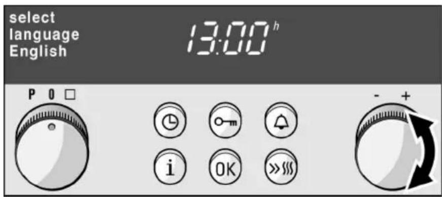 select language English 13:00 h P O □ i OK >>>
