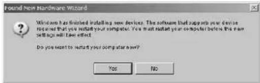 Found New Hardware Wizard Windows has finished installing new devices. The software that supports your device received that you install your computer. You must install your computer before the new settings will have effect. Do you want to install your computer now? Yes No