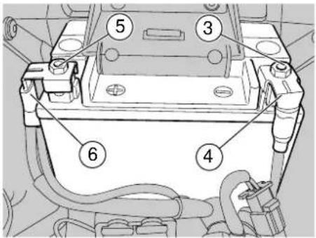 Technical diagram of a vehicle battery pack with numbered components for identification