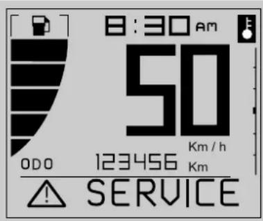8:30 am 50 0DO 123456 Km/h Km KM ⚠️ SERVICE