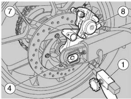 Technical diagram of a mechanical assembly with numbered components, likely for assembly or maintenance instructions.