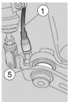 Technical diagram of a vehicle suspension system with numbered components