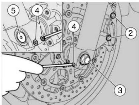 Technical diagram of a mechanical assembly with numbered components and a hand tool for repair or maintenance.