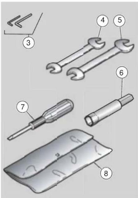 Exploded view diagram of a mechanical component with numbered parts for identification