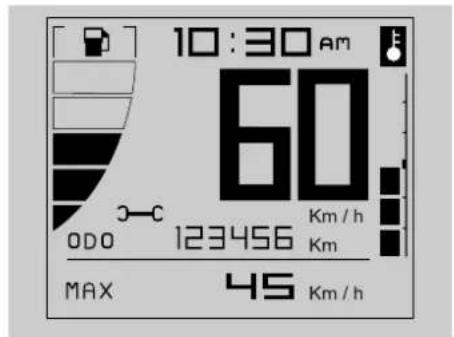 10:30 am 60 0DO 123456 Km/h MAX 45 Km/h