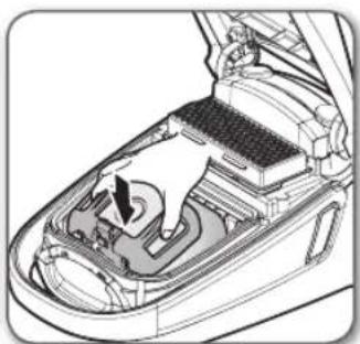 Diagram of a car interior showing engine compartment with a hand pointing to the engine (no text or symbols present)