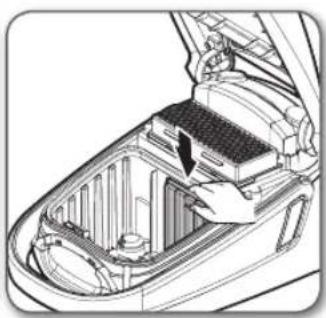 Technical diagram of a car interior showing internal compartments and structural elements (no text or labels)