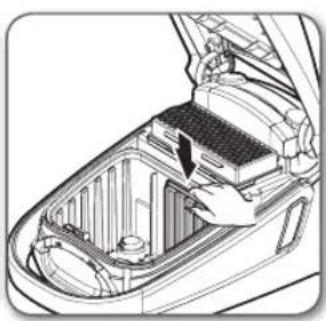 Technical diagram of a car interior showing internal components and airflow direction (no text or labels).