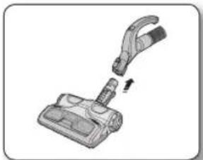 Illustration of a vacuum cleaner with a handle and lever mechanism.