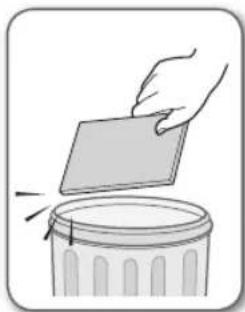 Illustration of a hand placing a paper into a trash bin.