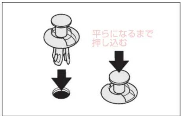 平らになるまで 押し込む