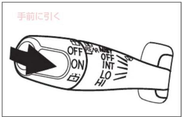 手前に引く OFF ON REAR MUST OFF INT LO HI