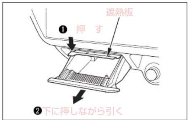 遮熱板 ① 押す ② 下に押しながら引く