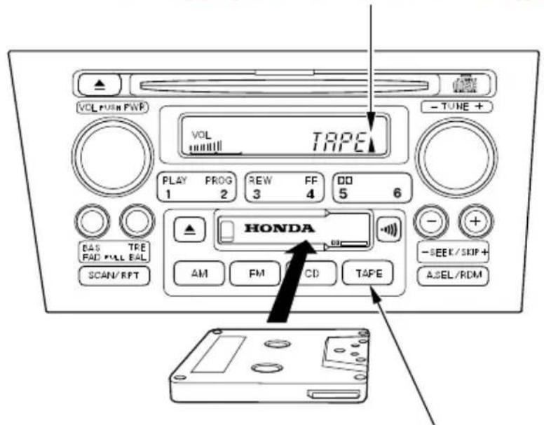 VOL PUSH FWP VOL TROP -TUNE + PLAY PROG REW FF DD 1 2 3 4 5 6 BAS TRE FAD FULL BAL SCAN/RPT HONDA AM FM CD TAPE -SEEK/SIP+ ASEL/RDM