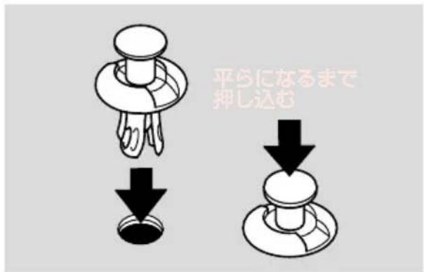 平らになるまで 押し込む