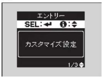 エントリー SEL:← ⓘ:◆ カスタマイズ設定 1/3↓