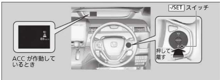 80km/h ACC が作動しているとき -/SET スイッチ 押して離す