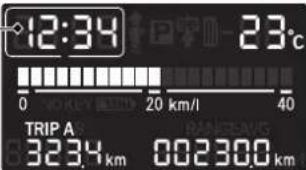 12:34 23°C 0 20 km/l 40 TRIP A 83234 km 002300 km