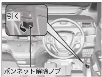 引く ボンネット解除ノブ