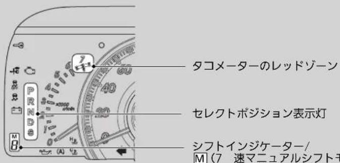 タコメーターのレッドゾーン セレクトポジション表示灯 シフトインジケーター/ M (7 速マニュアルシフトモ
