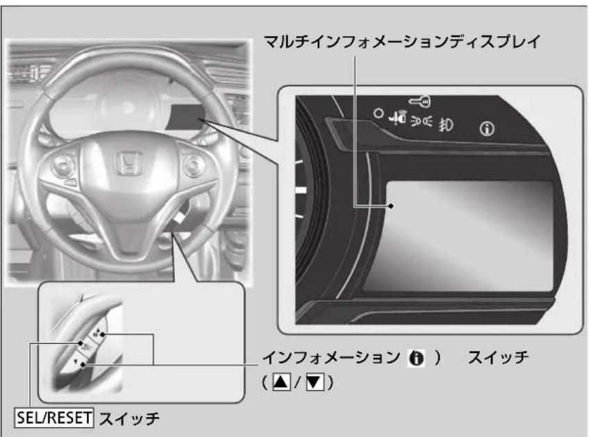 マルチインフォメーションディスプレイ インフォメーション ⓘ ) スイッチ (▲/▼) SEL/RESET スイッチ