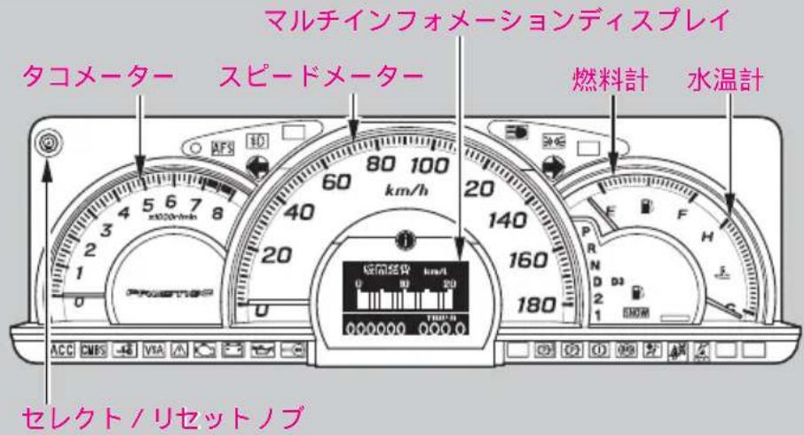マルチインフォメーションディスプレイ タコメーター スピードメーター 燃料計 水温計 セレクトノリセットノブ