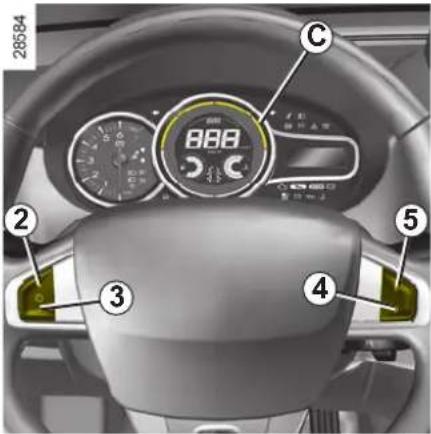 RENAULT Megane Grandtour (2009) - TEMPOMAT - OBMEDZOVAČ RÝCHLOSTI: funkcia obmedzovača (2/3) - 1
