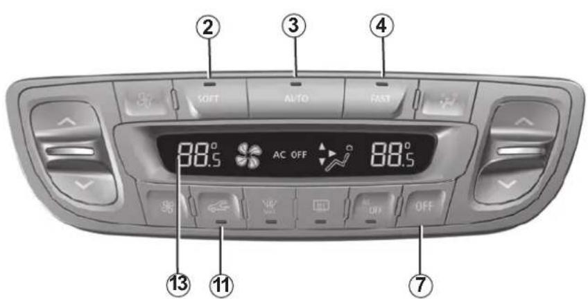 2 3 4 SOFT AUTO FAST 88.0 AC OFF 88.0 13 11 7