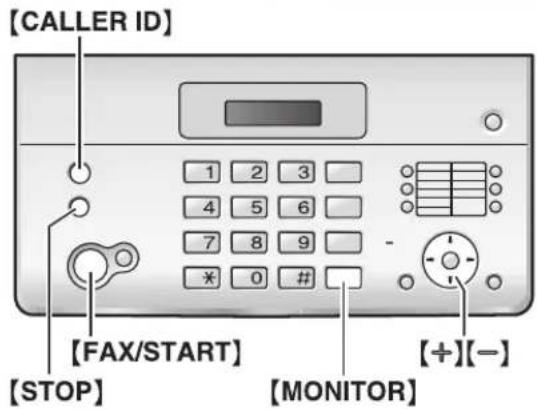 [CALLER ID] 1 2 3 4 5 6 7 8 9 * 0 # - [FAX/START] [STOP] [MONITOR] [+][-]