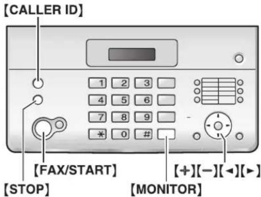 [CALLER ID] 1 2 3 4 5 6 7 8 9 * 0 # [FAX/START] [STOP] [+][-][◀][▶] [MONITOR]