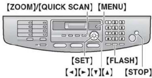[ZOOM]/[QUICK SCAN] [MENU] [1 2 3 4 5 6 7 8 9 * 0 # [SET] [FLASH] [◀][▶][▼][▲] [STOP]