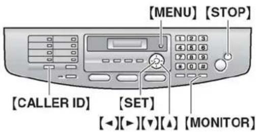 [MENU] [STOP] [1 2 3 4 5 6 7 8 9 0 #] [CALLER ID] [SET] [◀][▶][▼][▲] [MONITOR]