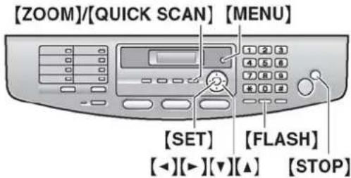 [ZOOM]/[QUICK SCAN] [MENU] [1 2 3 4 5 6 7 8 9 * 0 # [SET] [FLASH] [◀][▶][▼][▲] [STOP]