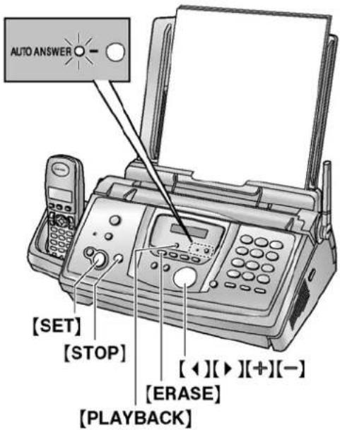 AUTO ANSWER [SET] [STOP] [←][►][+][-] [ERASE] [PLAYBACK]