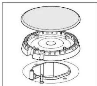 Exploded view diagram of a mechanical assembly showing layered components (no text or labels)
