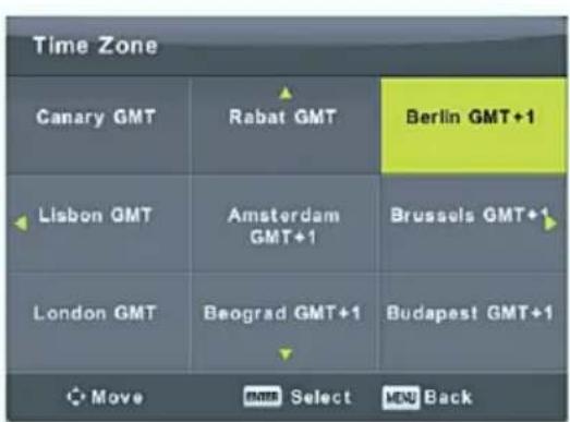 Time Zone Canary GMT Rabat GMT Berlin GMT+1 Lisbon GMT Amsterdam GMT+1 Brussels GMT+1 London GMT Beograd GMT+1 Budapest GMT+1 Move Select Back