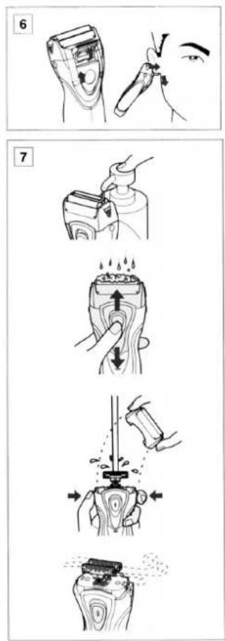 Illustration showing step-by-step hairpin tool application and cleaning process, labeled 6 and 7 with Chinese annotations.