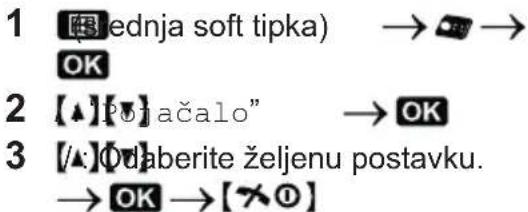 1 [B]ednja soft tipka) → OK → 2 [▲][P]ačalo" → OK 3 [/▲][O]daberite željenu postavku. → OK → [×①]