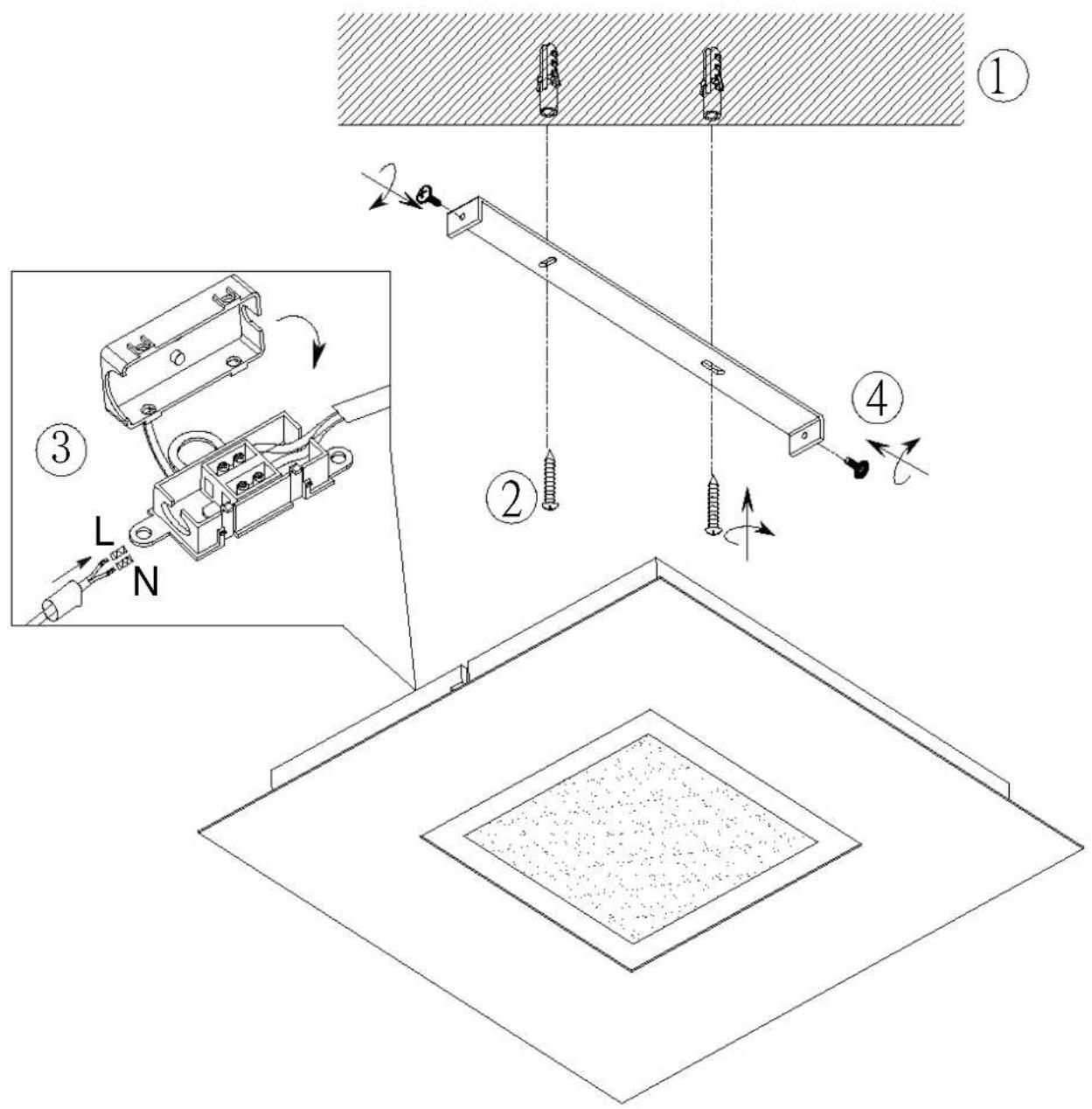 Technical diagram illustrating a mechanical assembly with labeled components and directional arrows, including parts numbered 1 to 4.