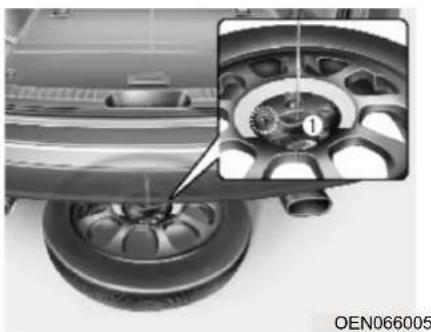 Close-up of a car wheel assembly with a close-up inset showing internal components (no text or symbols visible)