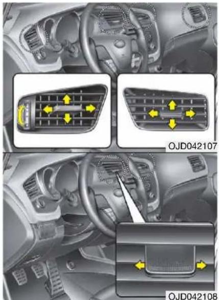KIA Cee'd Sportswagon (2014) - Usmjeravanje zraka prema nogama (A, C, D, E) - 2