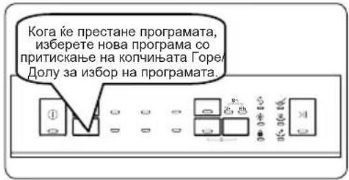 Кога їе престане програмата, изберете нова програма со притискање на копчињата Горе Долу за избор на програмата.
