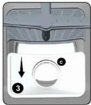 Diagram of a car air vent with labeled controls and directional arrows indicating flow or movement.