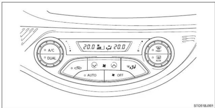 A/C DUAL 20.0 ° 20.0 AUTO OFF FRONT STO51BJ001