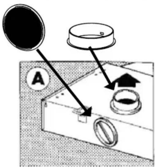 Diagram showing a device with labeled components including a circular component, a lid, and directional arrows indicating movement or flow.